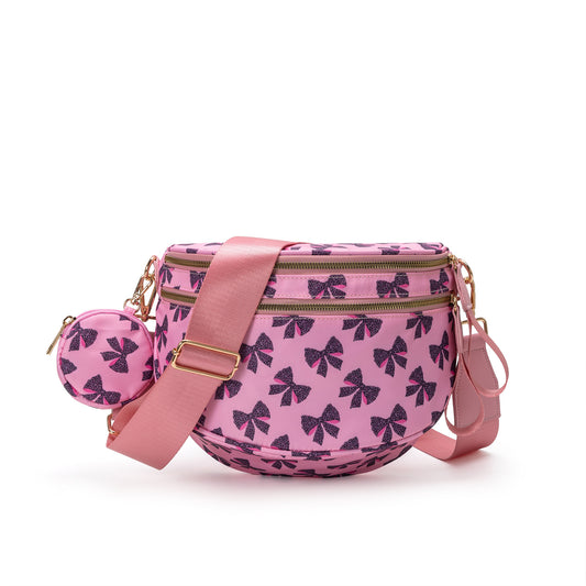 Bow Print Crossbody Bum Bag Large Capacity Belt Bag