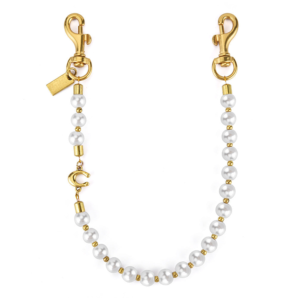 Shiny Faux Pearl Bag Chain Charm, Fashion New Trend Accessory for Crossbody & Handheld Bags