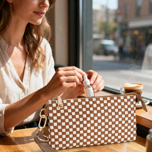 Woven Checkered Wristlet Wallets for Women