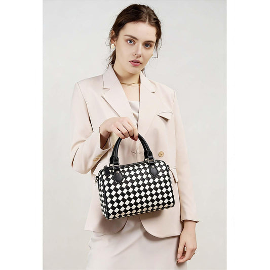 Small Woven Boston Bags for Women
