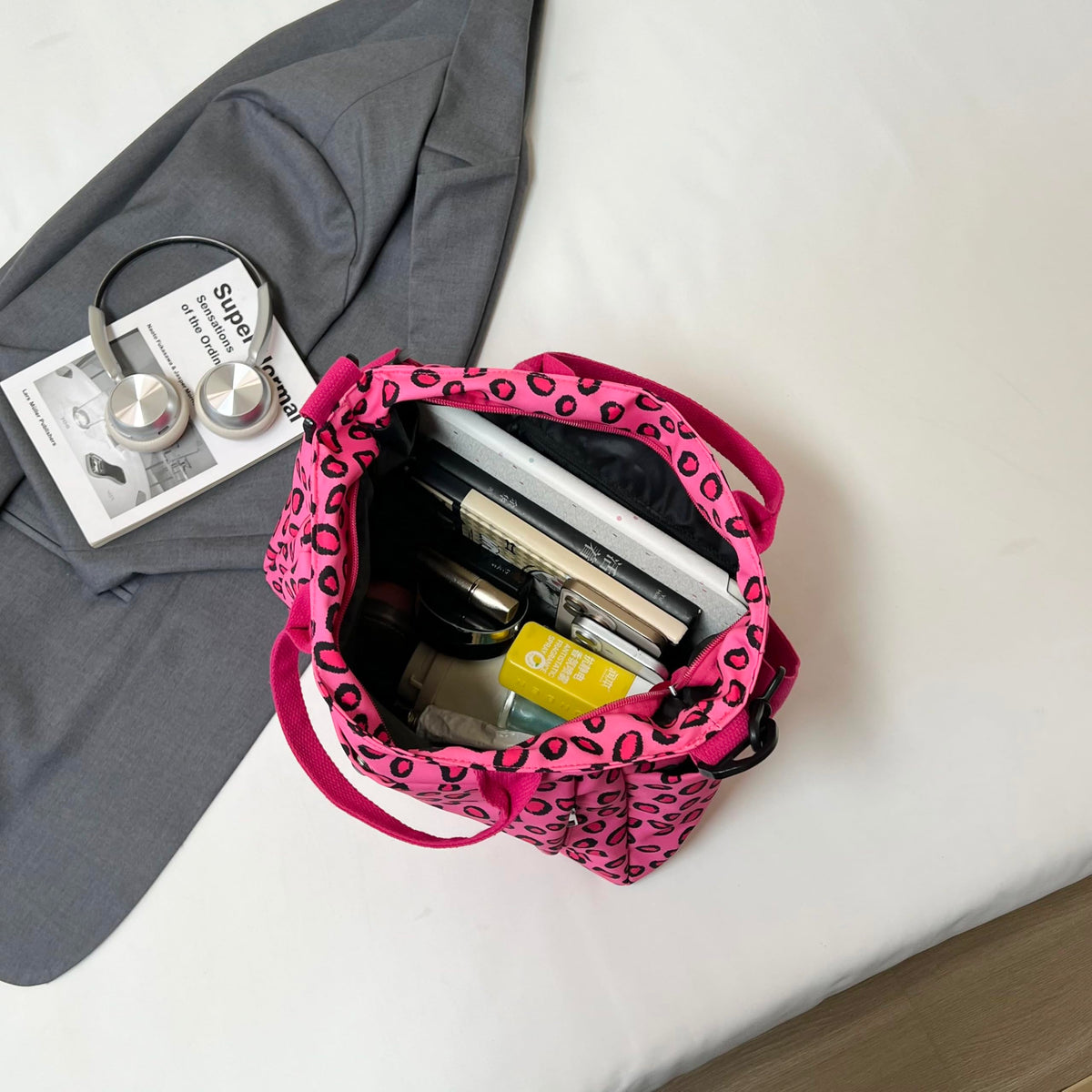 Women's Leopard Nylon Tote Bag