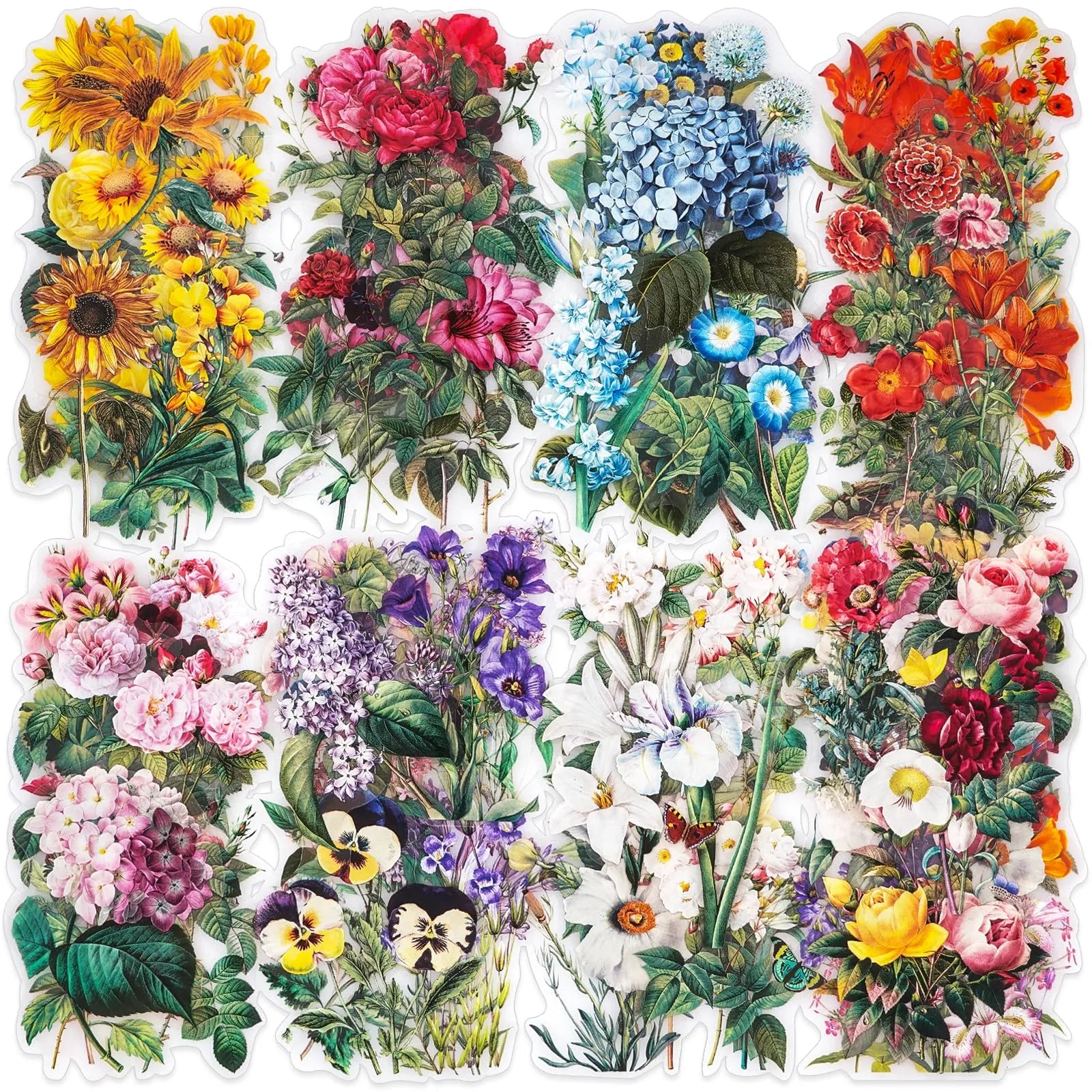 100 Pieces Vintage Flower Stickers Set