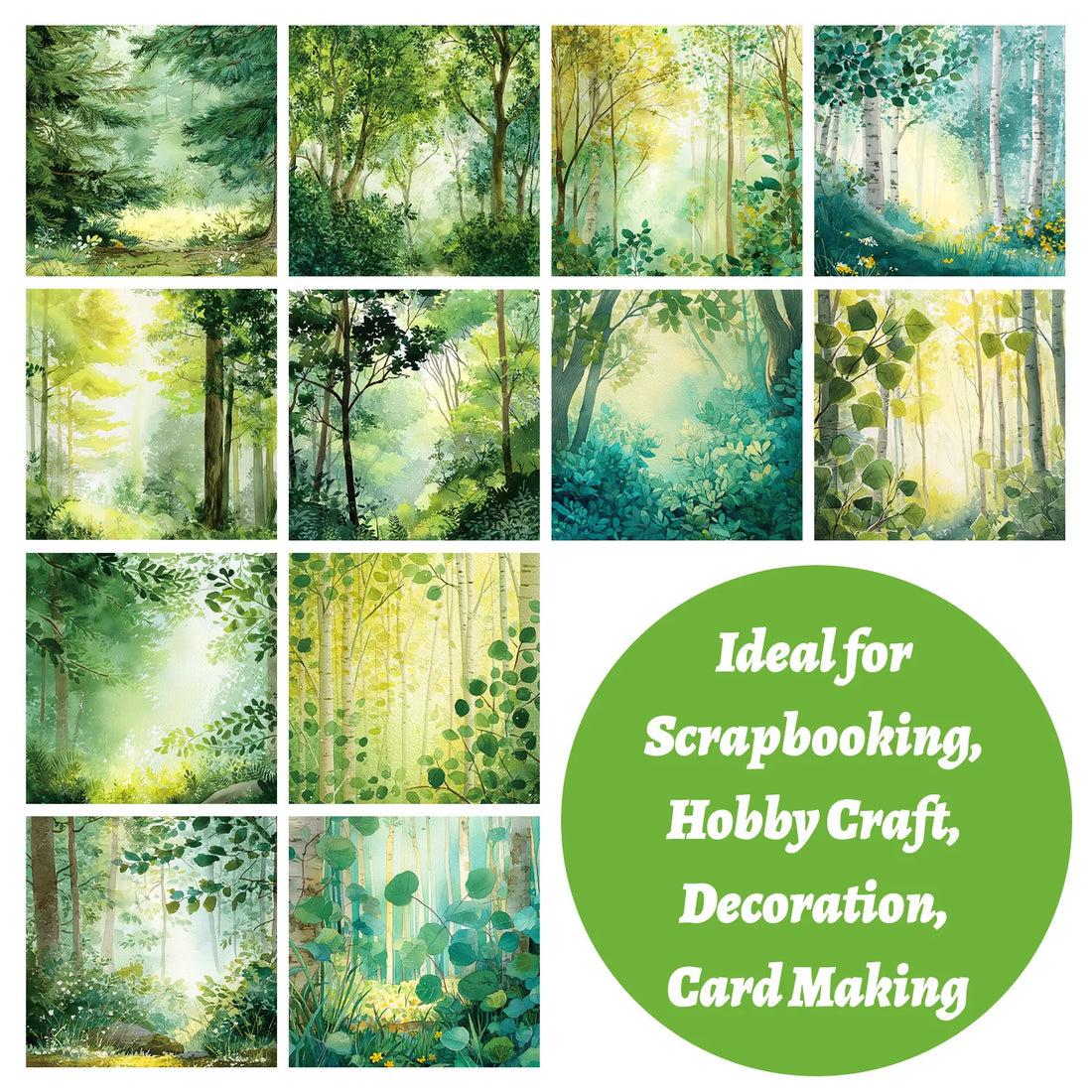 12 sheets/pack of new cross-border forest oil painting series material paper