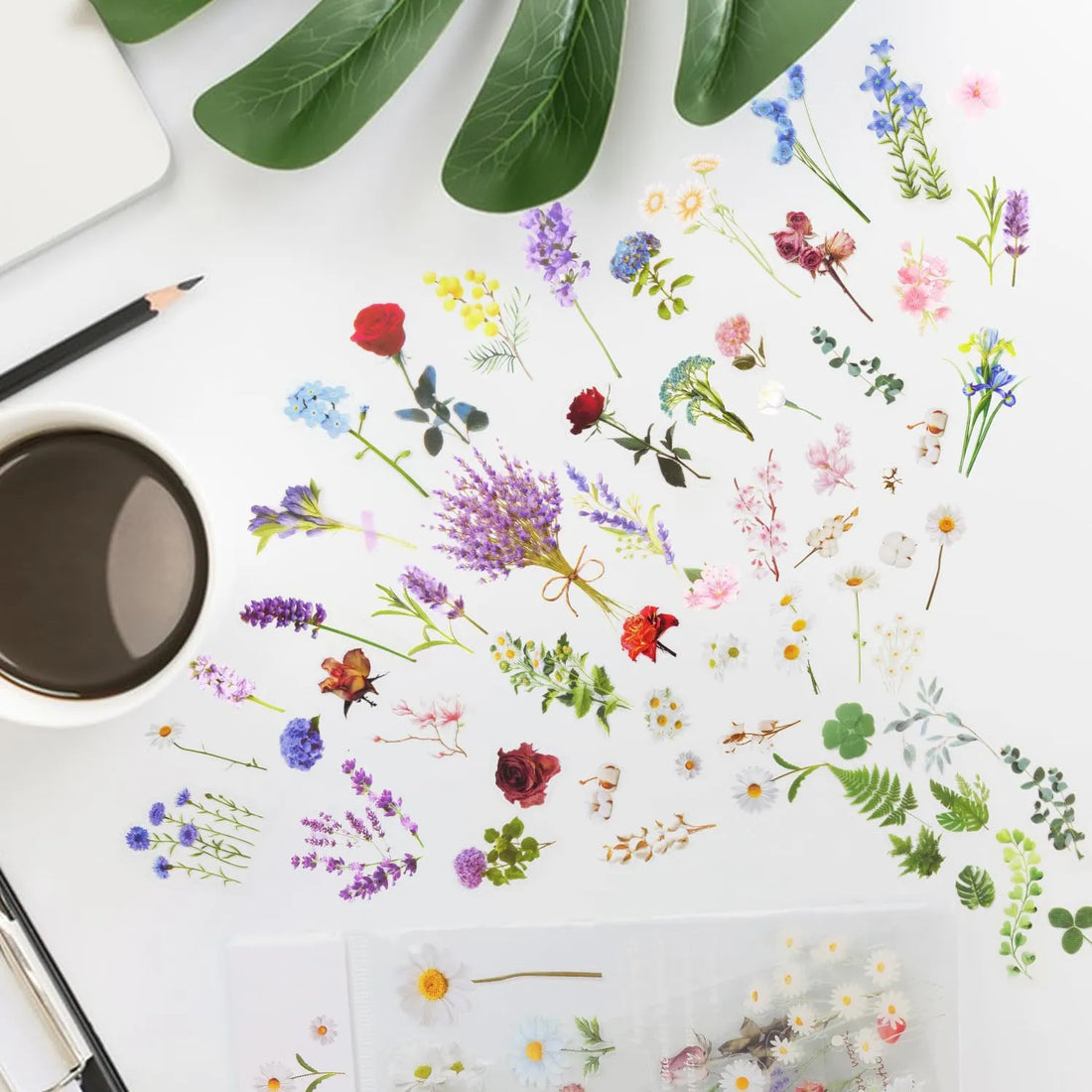 160Pcs Natural Flower Stickers for Scrapbooking