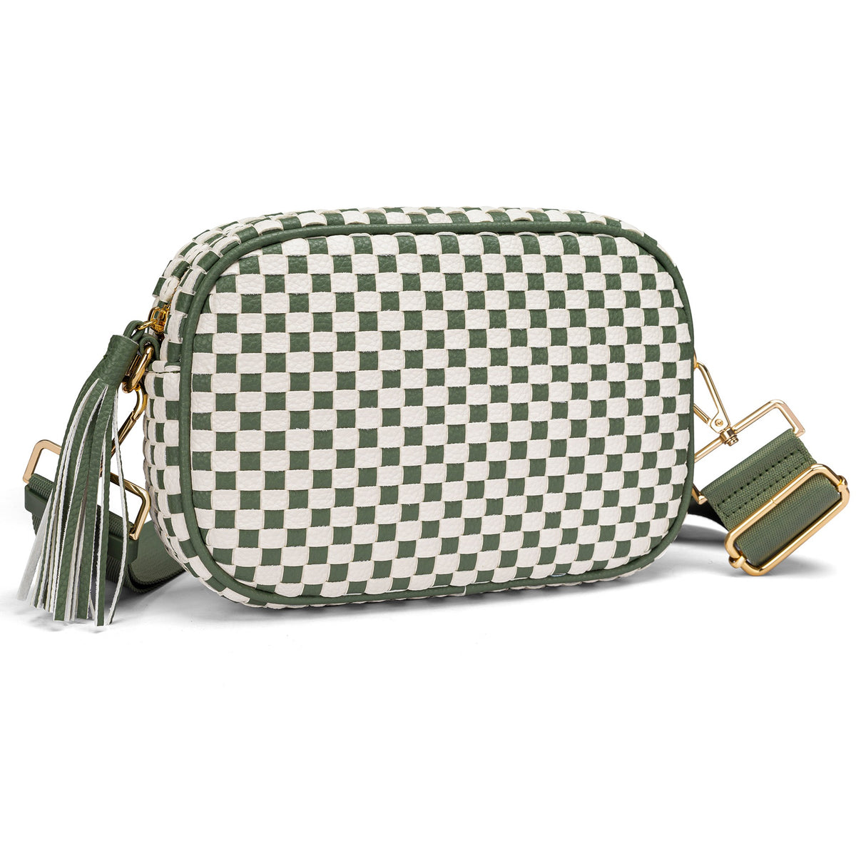 Small Woven Checkered Crossbody Bag
