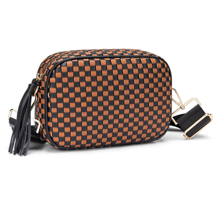 Small Woven Checkered Crossbody Bag