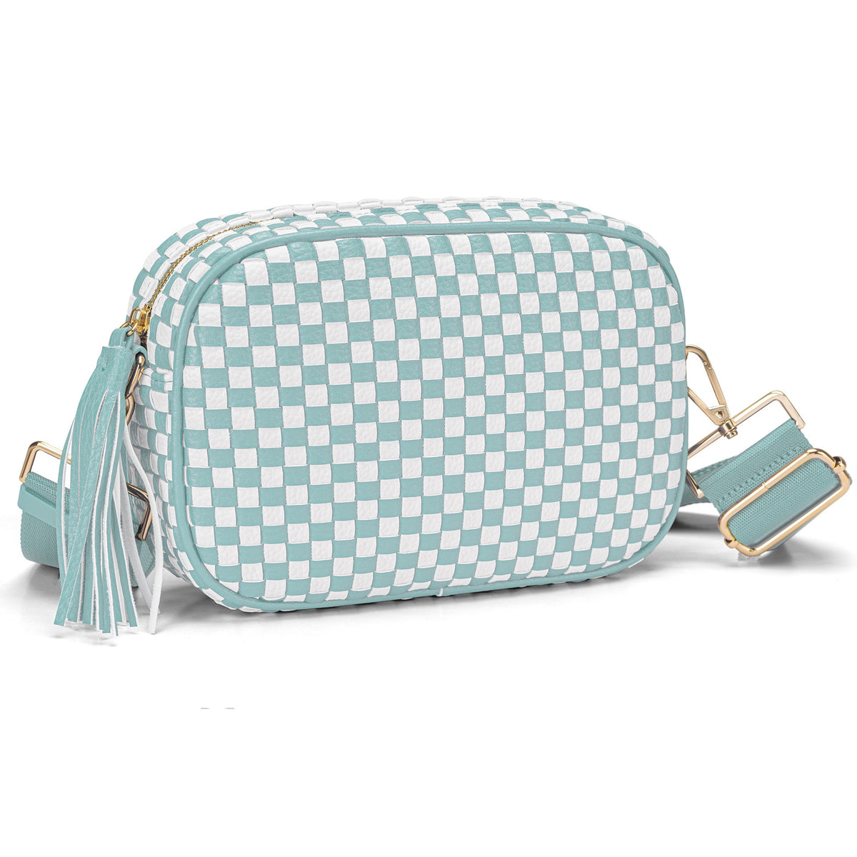 Small Woven Checkered Crossbody Bag