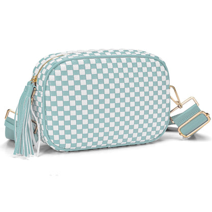 Small Woven Checkered Crossbody Bag