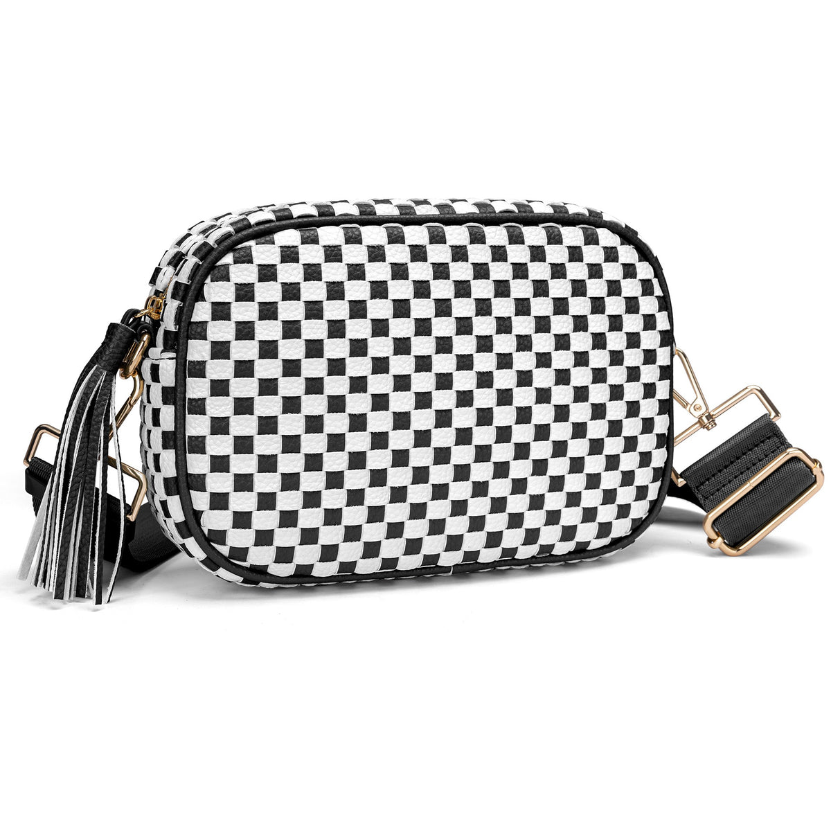 Small Woven Checkered Crossbody Bag