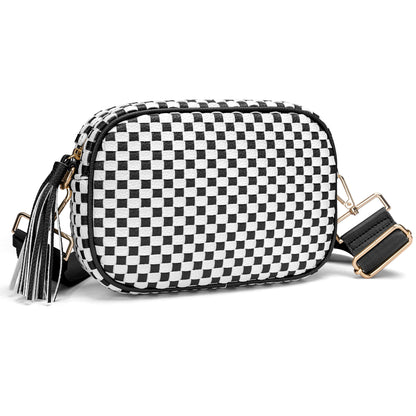 Small Woven Checkered Crossbody Bag