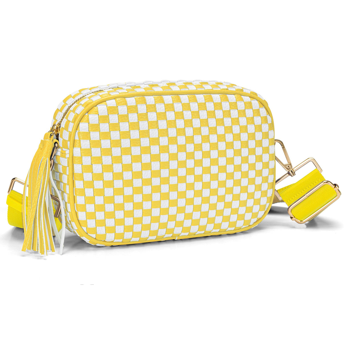 Small Woven Checkered Crossbody Bag