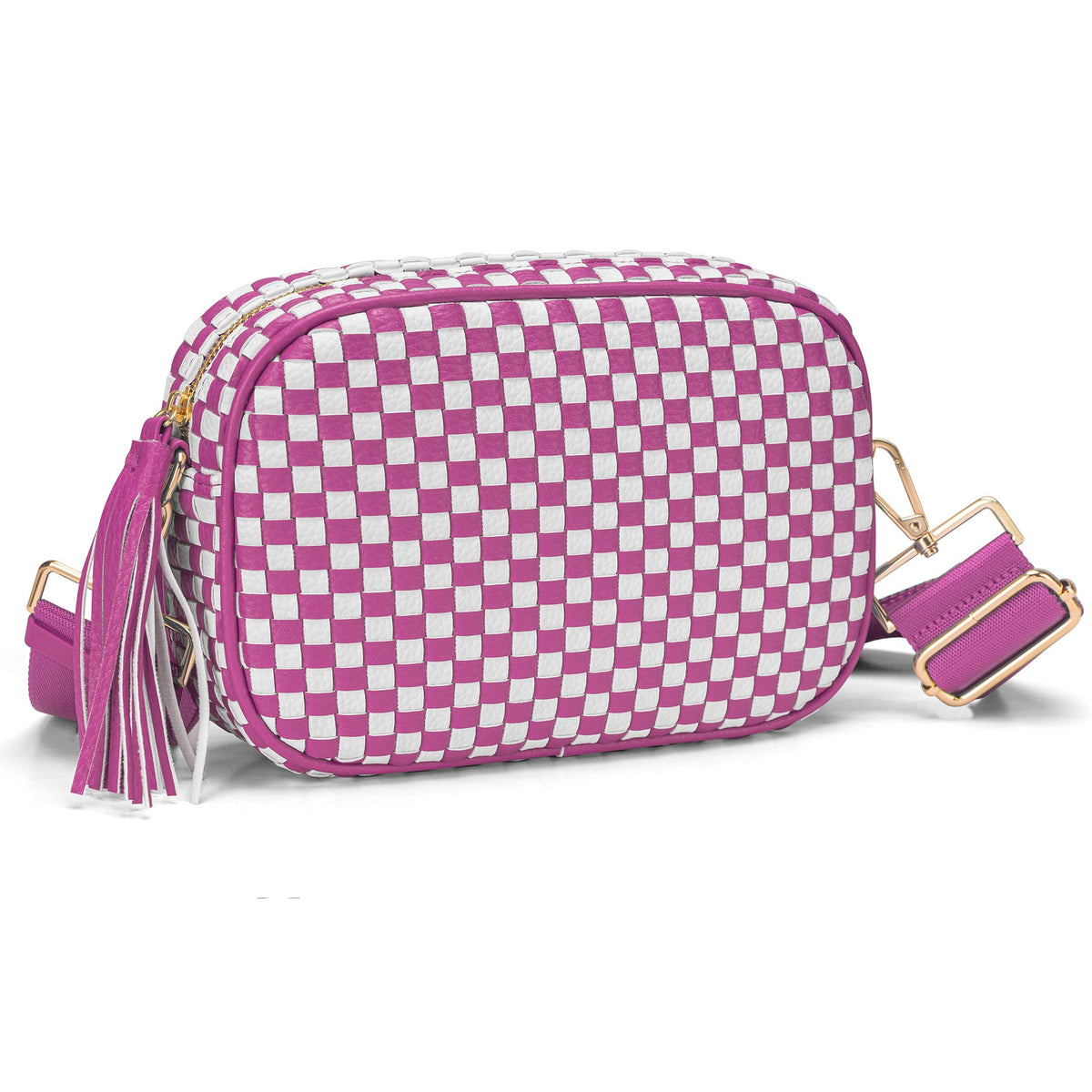 Small Woven Checkered Crossbody Bag
