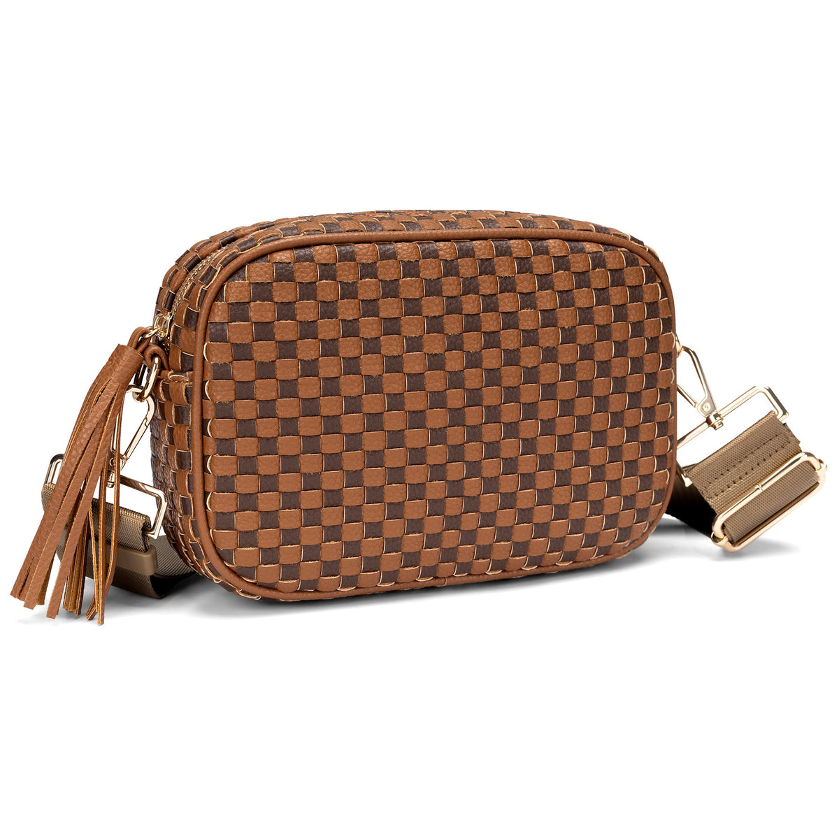 Small Woven Checkered Crossbody Bag