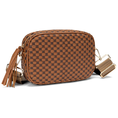 Small Woven Checkered Crossbody Bag