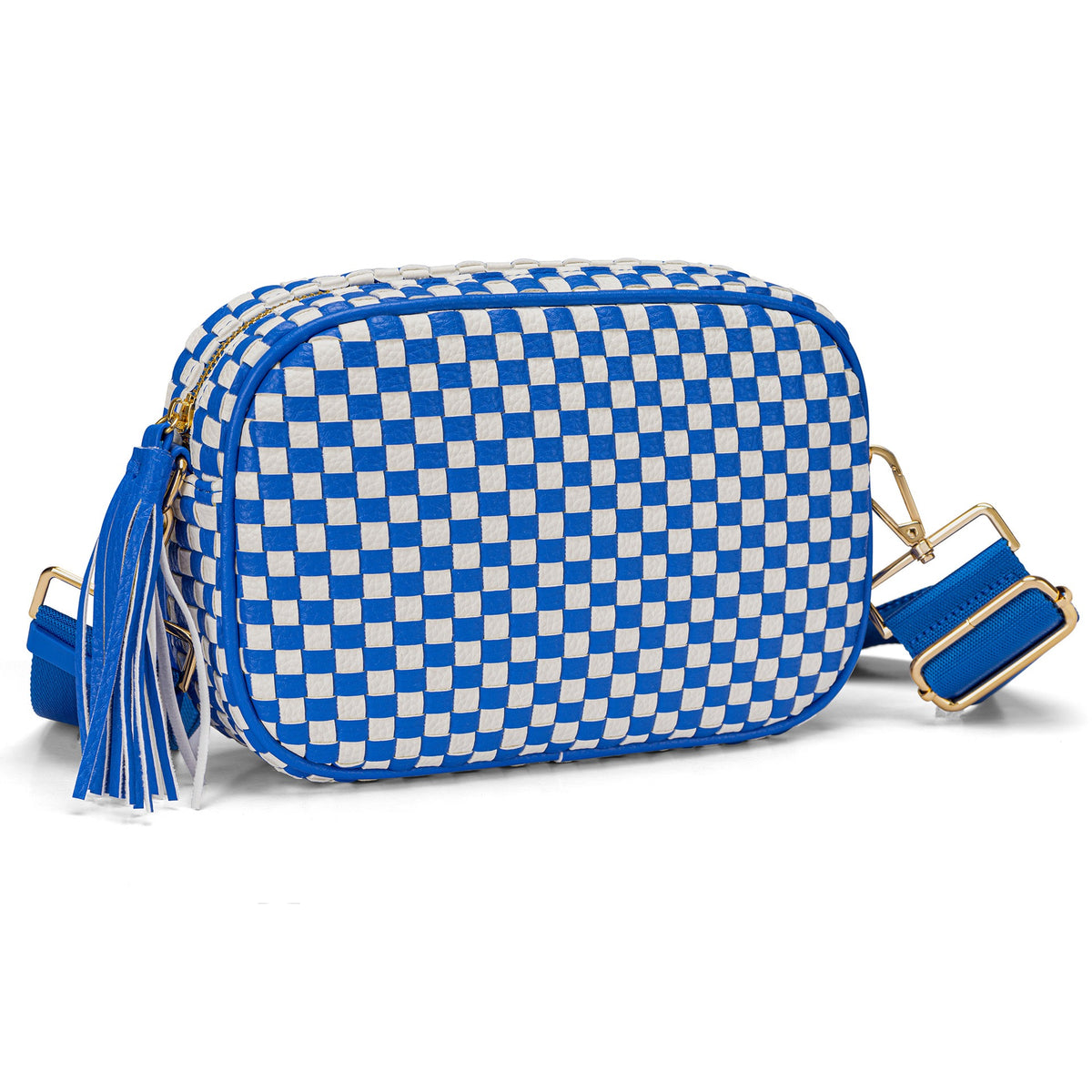 Small Woven Checkered Crossbody Bag
