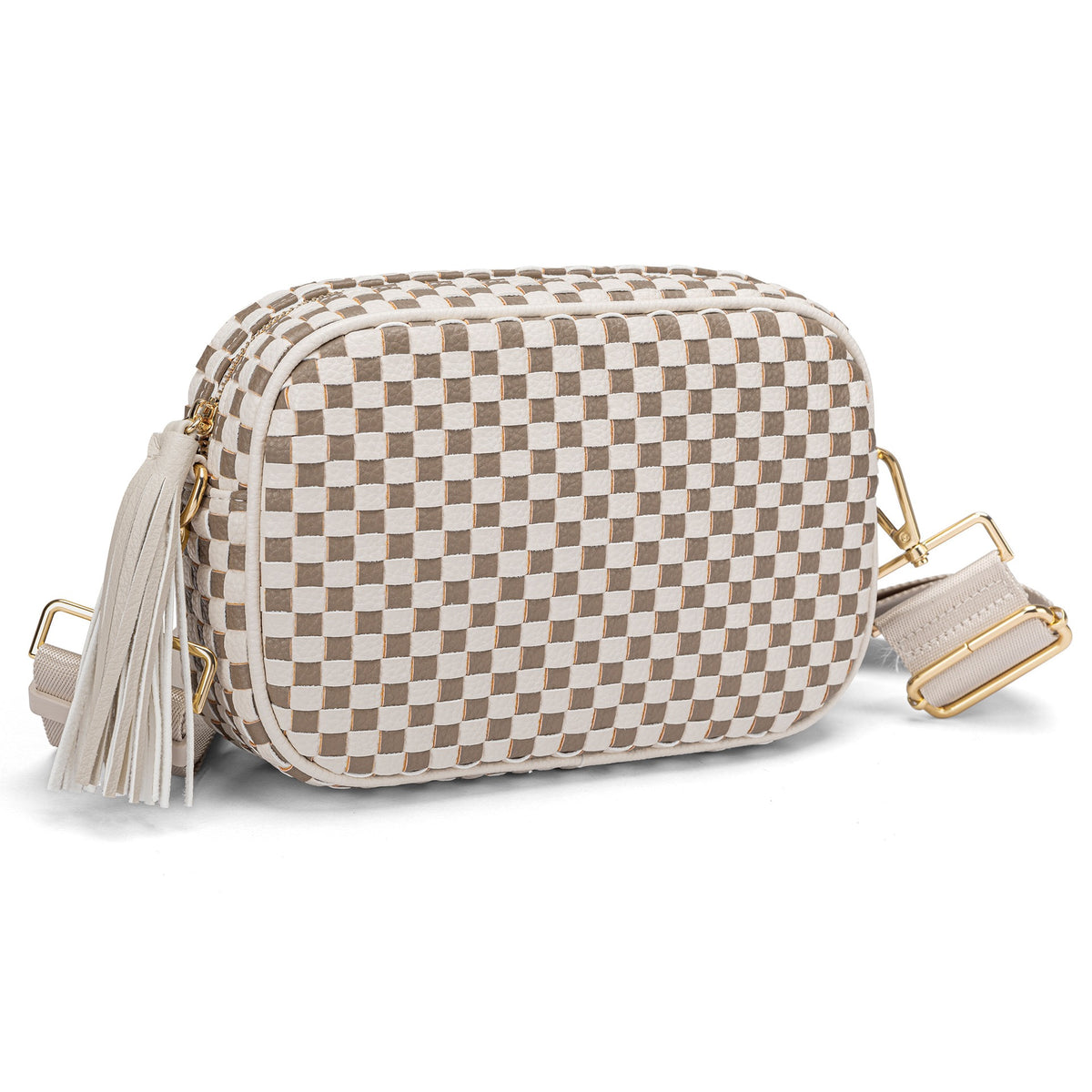 Small Woven Checkered Crossbody Bag