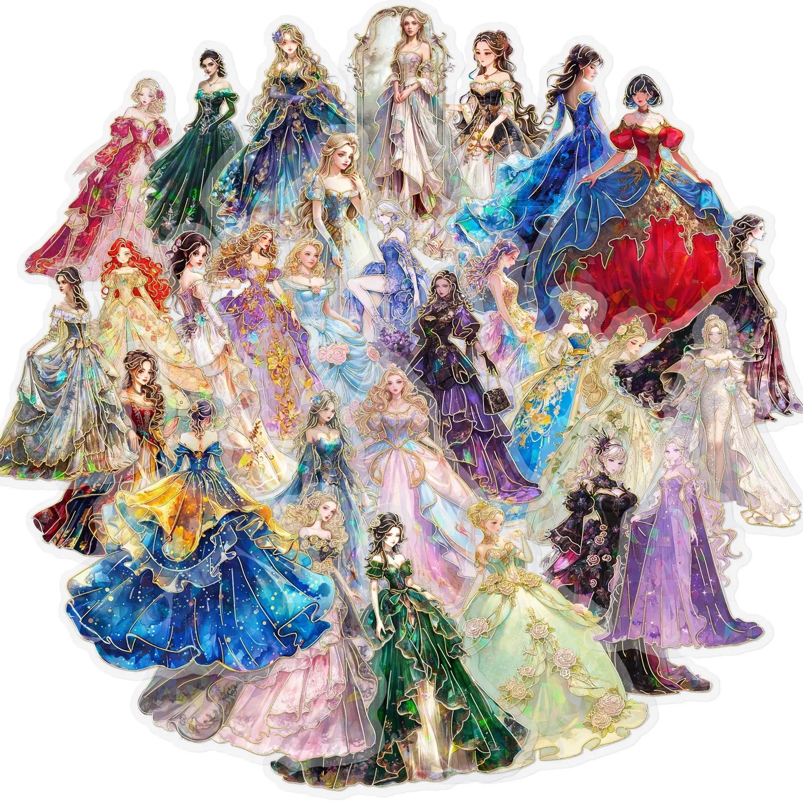 30PCS Skirt Girl Series Hot Stamping Stickers