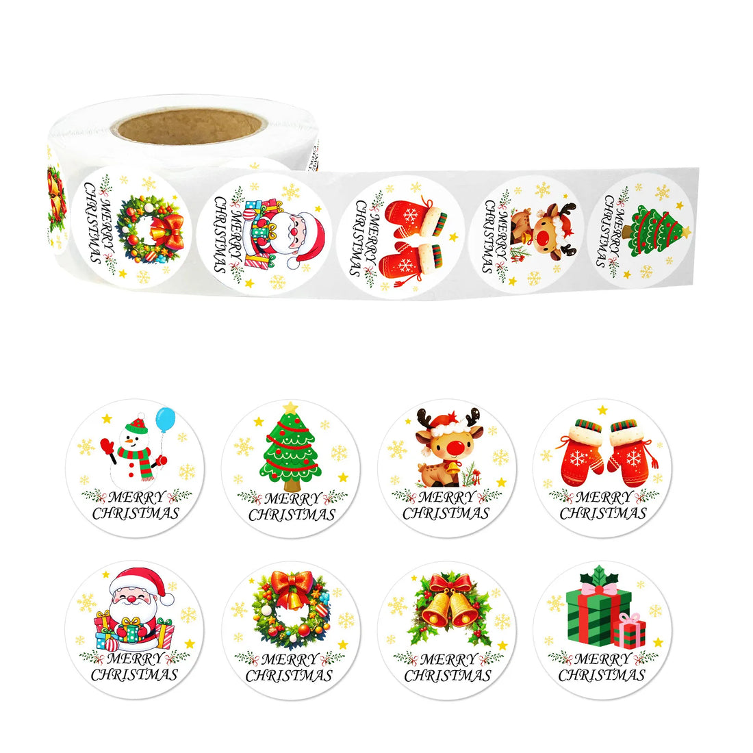 500 sheets/roll New cross-border Christmas curling stickers