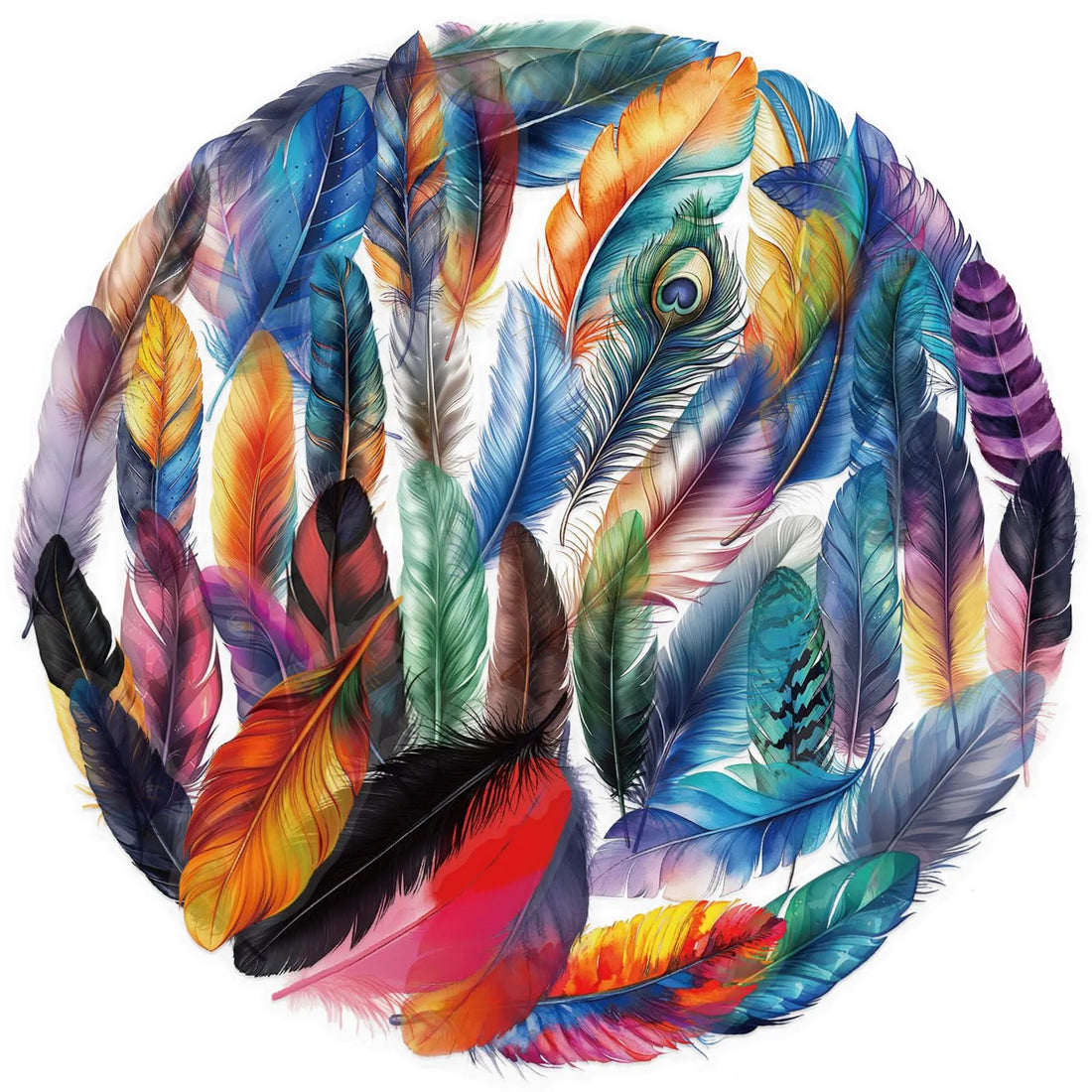50 Pcs Transparency Feather Stickers Pack