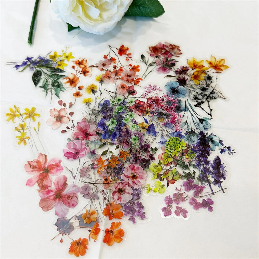 50 Pieces Natural Flower Themed Stickers for Scrapbooking