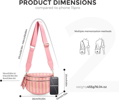 PVC Striped Crossbody Bag for Women