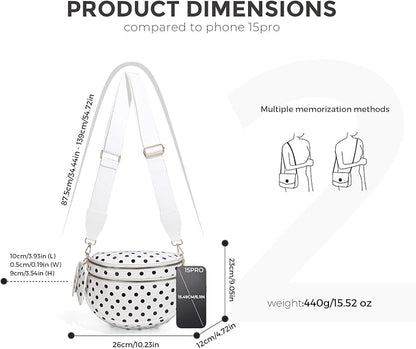 Bag Fanny Pack Shoulder Bumbags (white polka dots)