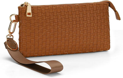 Woven Checkered Wristlet Wallets for Women