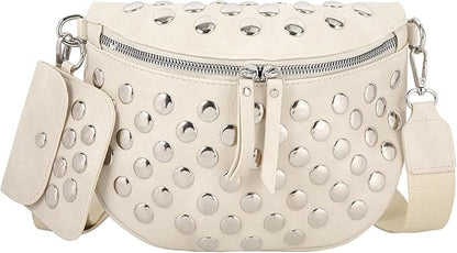 Women Rivet Faux Leather Shoulder Bag