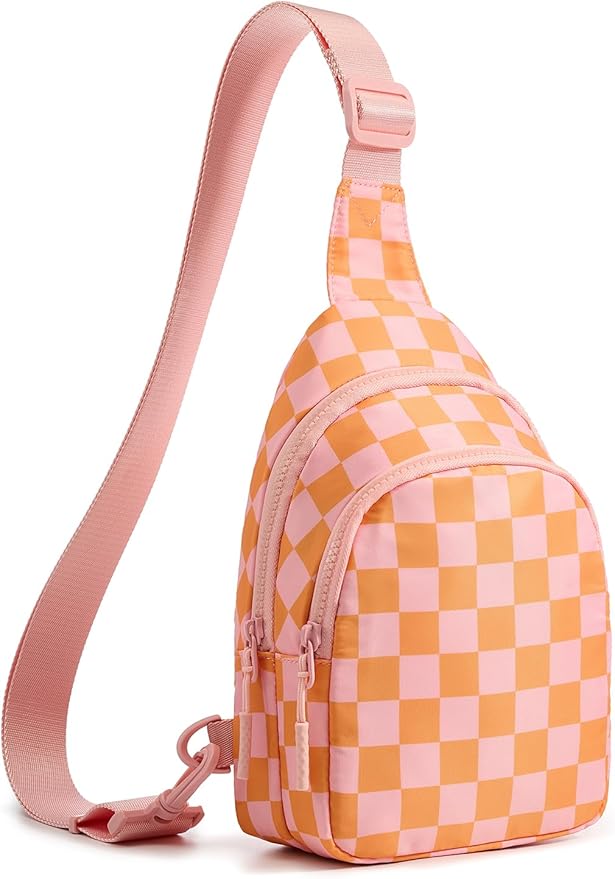 Waterproof Nylon Checkered Chest Bag - Versatile Crossbody Fanny Pack for Outdoor Sports & Running