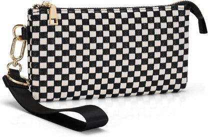 Woven Checkered Wristlet Wallets for Women