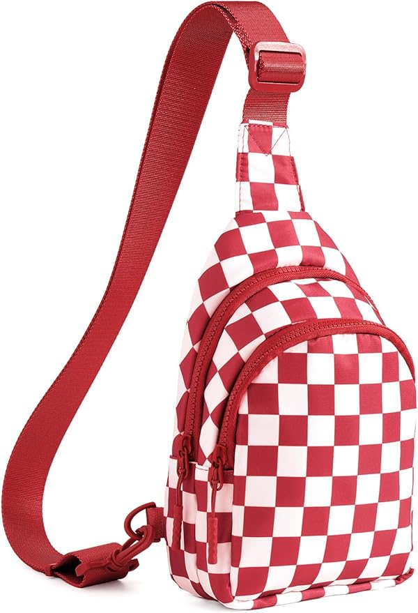 Waterproof Nylon Checkered Chest Bag - Versatile Crossbody Fanny Pack for Outdoor Sports & Running