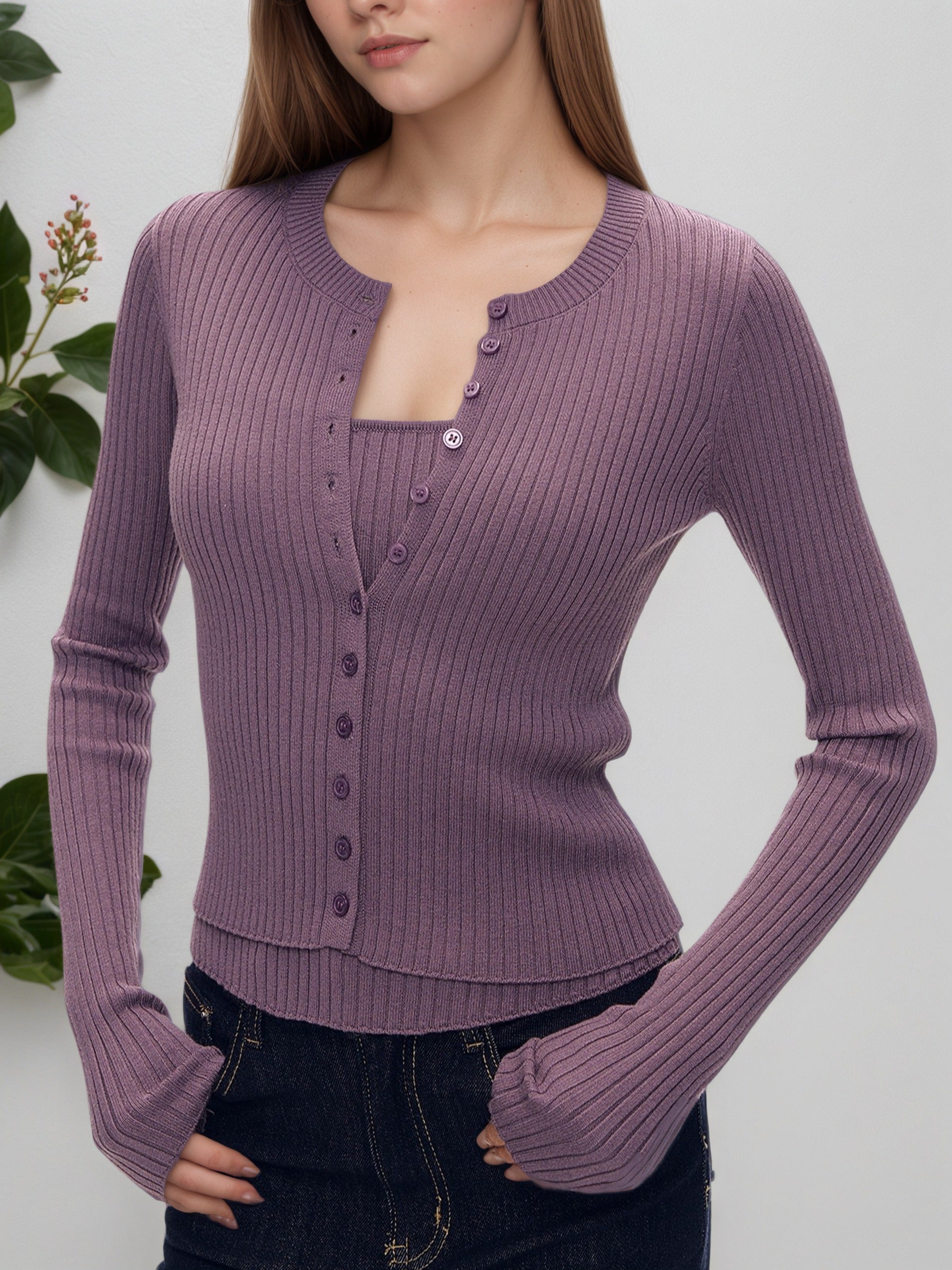 Camisole & Cardigan Two-Piece Set - Lightweight Thin Outfit