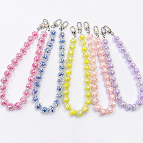 45cm Glitter Sequin Round Bead Bag Strap, Transparent Sparkly Ball Beaded Replacement Purse Chain with Silver Swivel Clasps