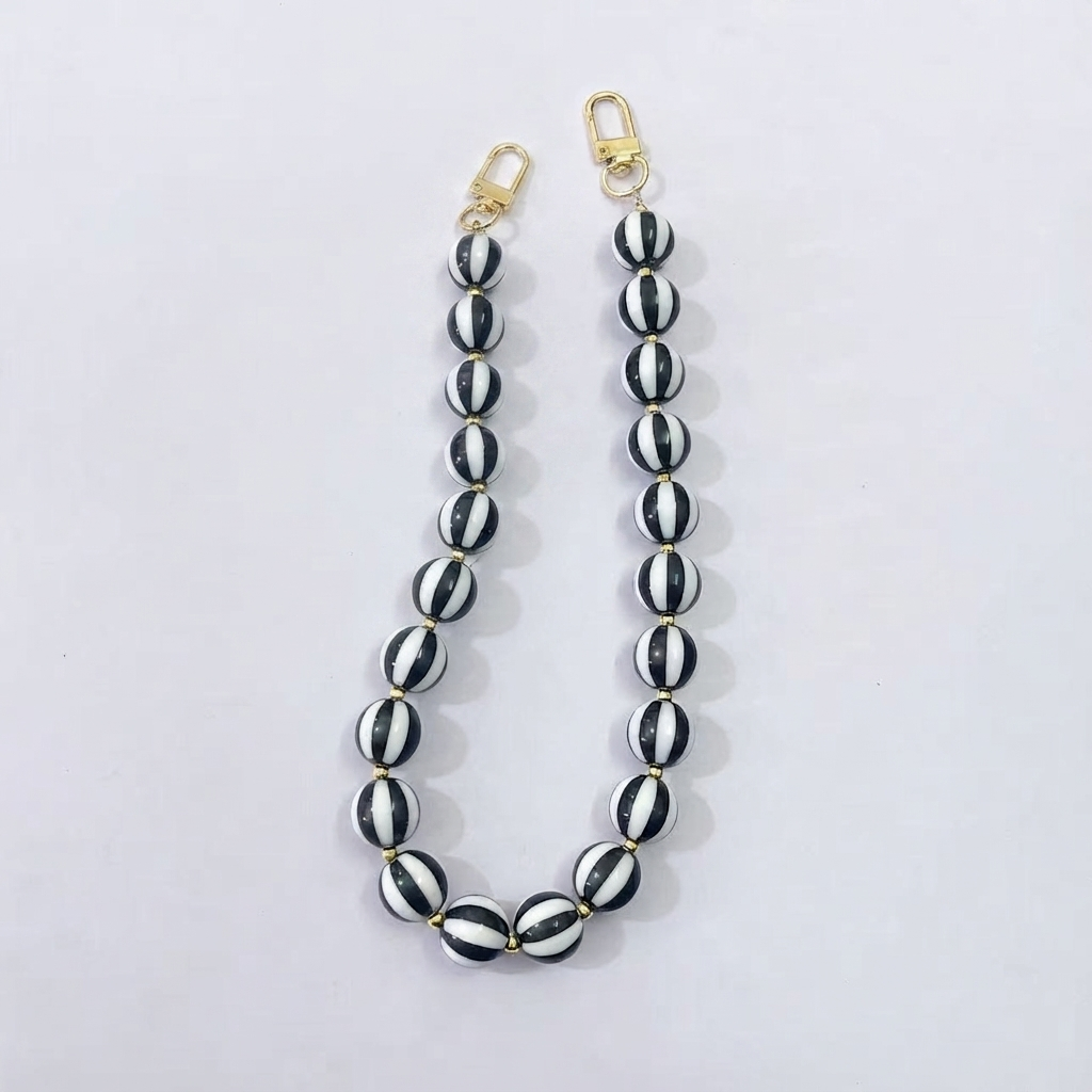 Striped Candy Color Beaded Bag Chain, 45cm / 20 Inches
