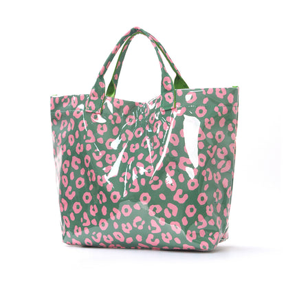 PVC Tote Bag Fashionable Commuter Beach Bag Large Capacity Portable Handbag Leopard Print