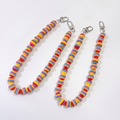 45cm Rainbow Handmade Beaded Berry Ball Bag Strap, Colorful Multicolor Round Bead Replacement Purse Chain with Silver Clasps