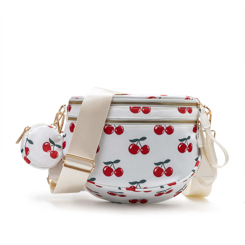 Cherry Print Crossbody Bum Bag Large Capacity Belt Bag