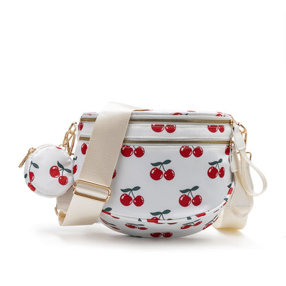 Cherry Print Crossbody Bum Bag Large Capacity Belt Bag