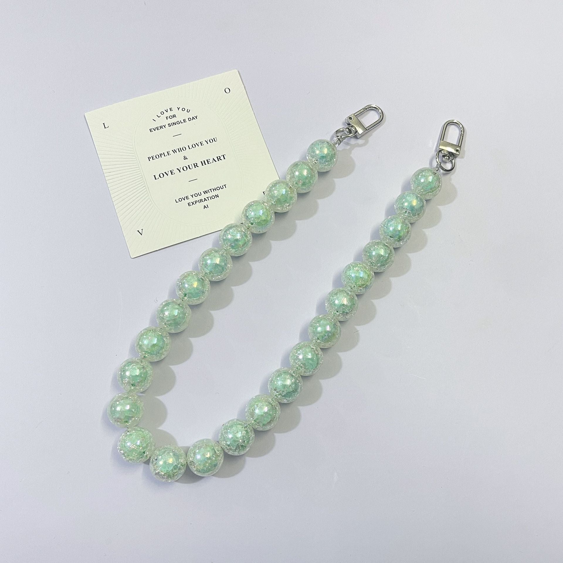 45cm Glitter Sequin Round Bead Bag Strap, Transparent Sparkly Ball Beaded Replacement Purse Chain with Silver Swivel Clasps