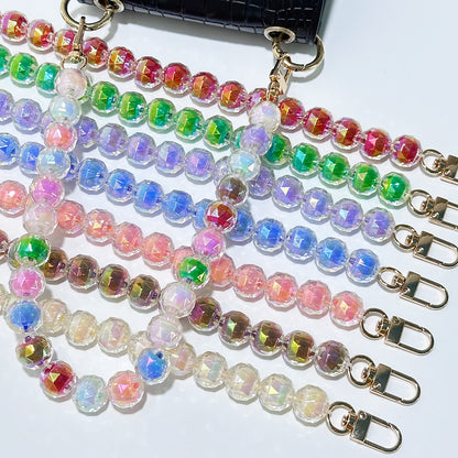 Rhombus Sugar Cube Acrylic Beaded Bag Chain - 40cm (15.7") Multi-use Strap for Shoulder, Crossbody & Phone with Gold Figure-8 Clasp