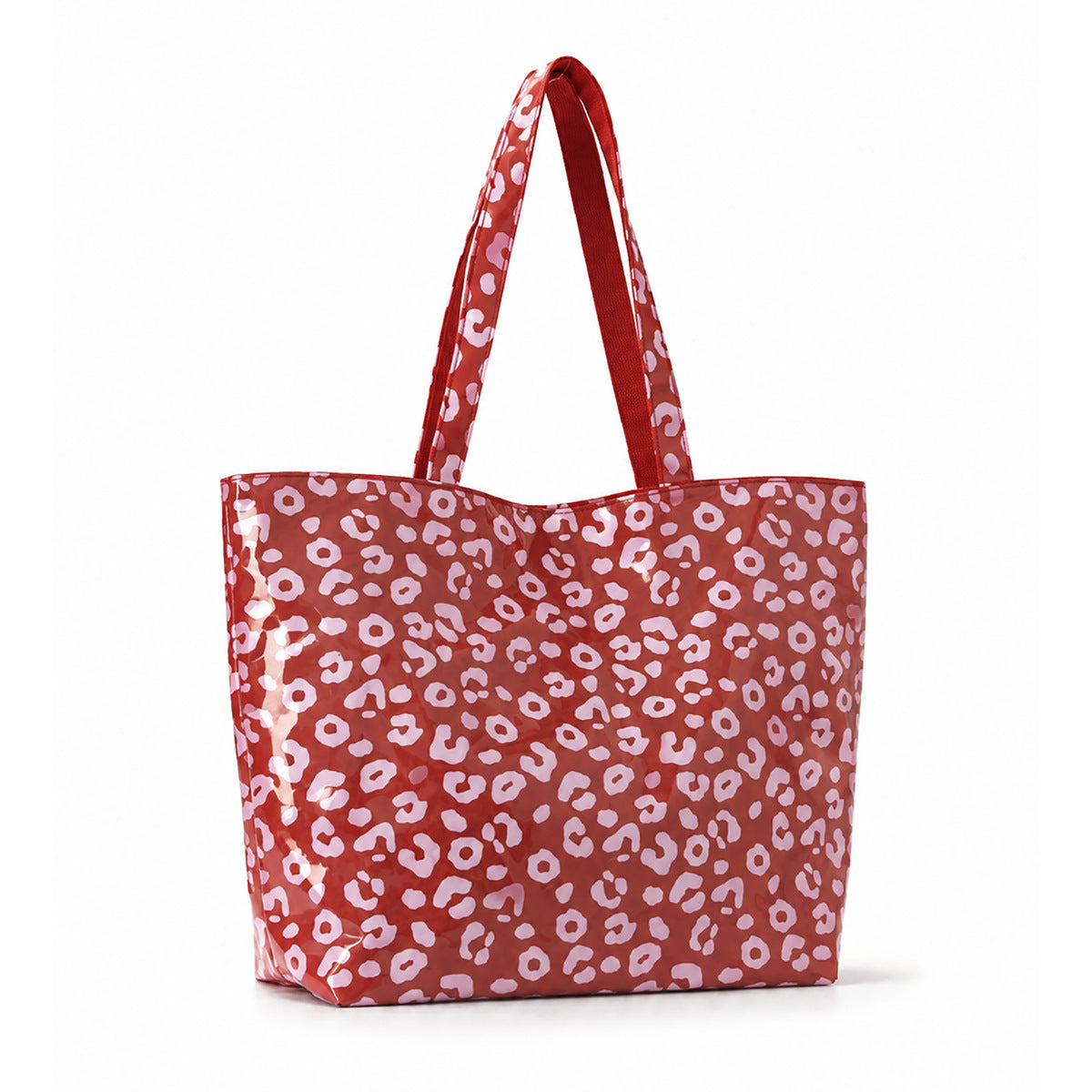 PVC Tote Bag Tote Purse with Zipper Large Leopard Print Handbag for Work Beach Gift