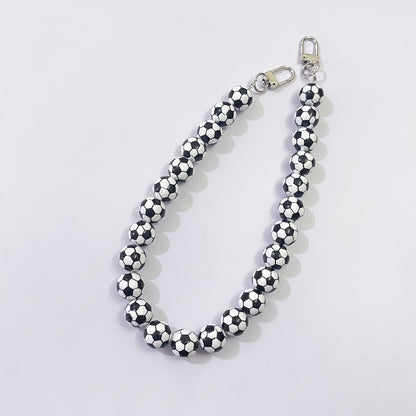 Sports Basketball Round Bead Decorative Bag Chain Strap