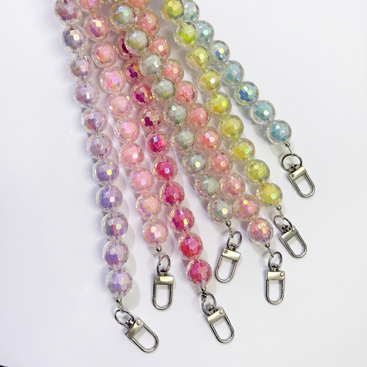 45cm Iridescent Faceted Round Bead Bag Chain