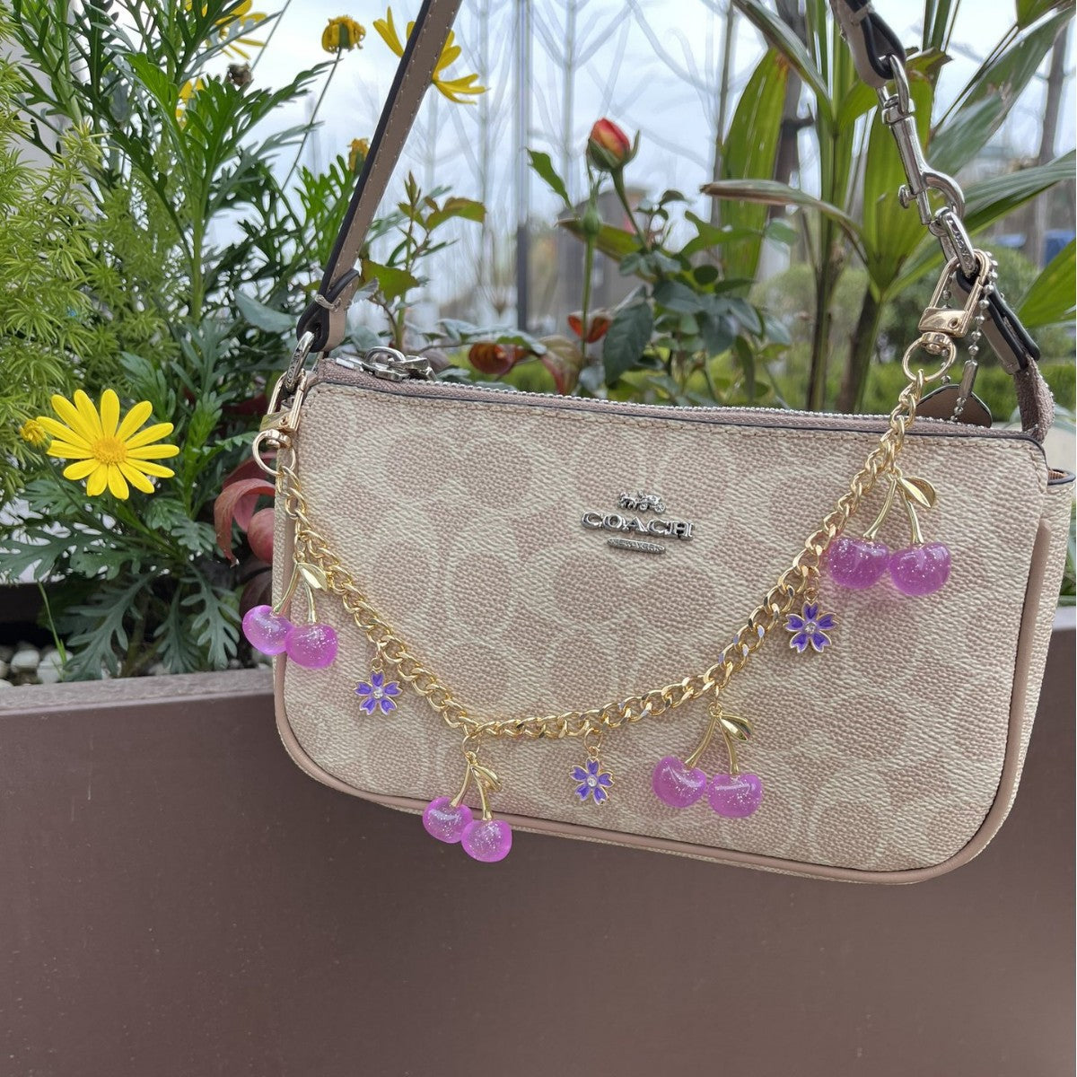 Cherry & Bow Bag Chain, Cute Decorative Handbag Charm for Women