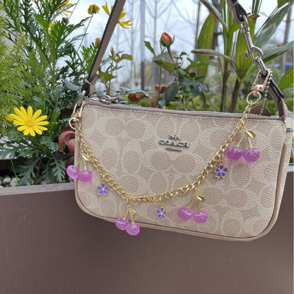 Cherry & Bow Bag Chain, Cute Decorative Handbag Charm for Women