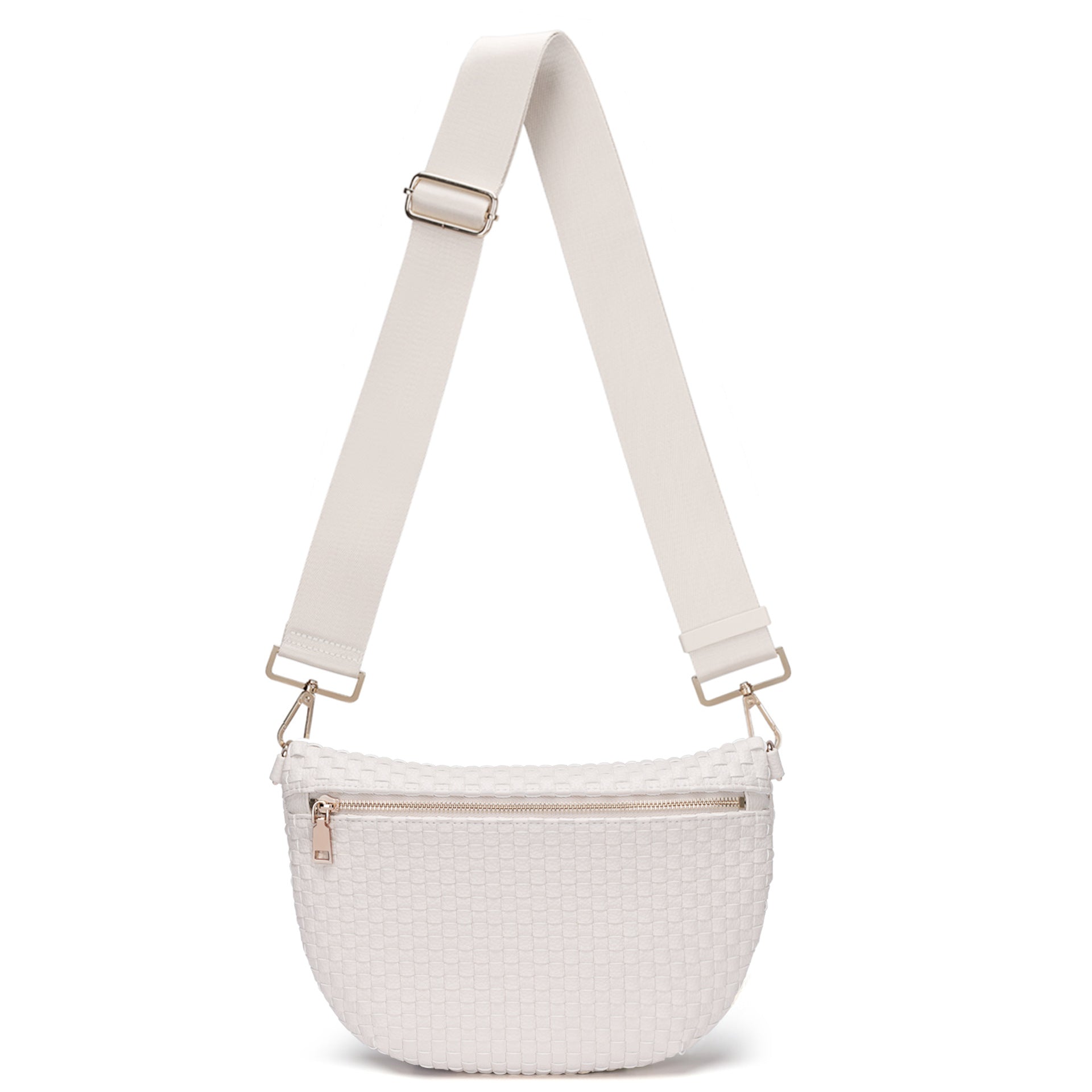 Woven Crossbody Bags For Women Checkered Bum Bag Women's Waist Pack Sling Purse with Wide Strap for Travel
