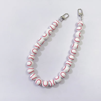 Sports Basketball Round Bead Decorative Bag Chain Strap