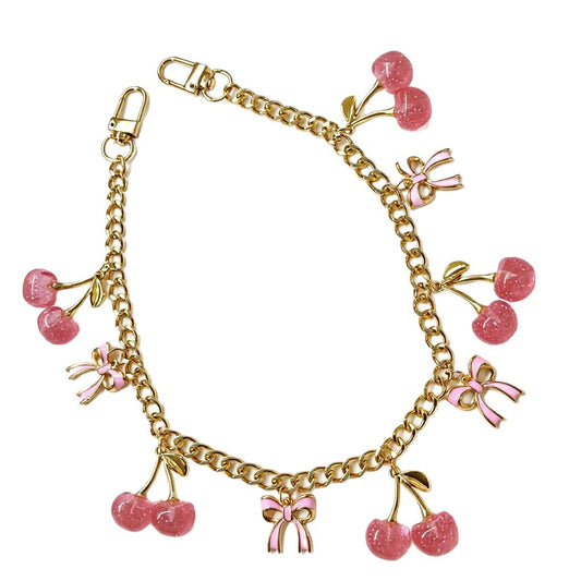 Cherry & Bow Bag Chain, Cute Decorative Handbag Charm for Women