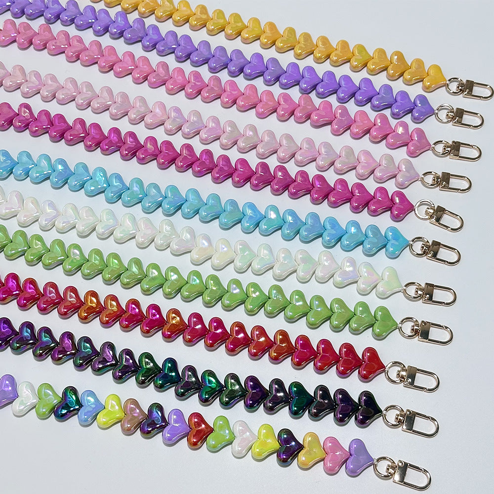 Macaron Acrylic Heart Beaded Bag Chain