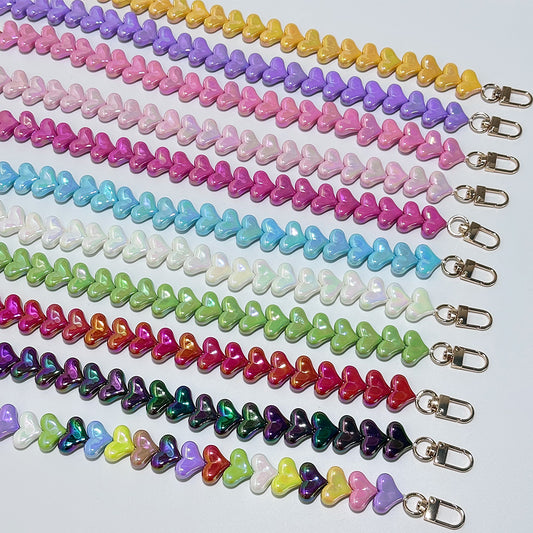 Macaron Acrylic Heart Beaded Bag Chain